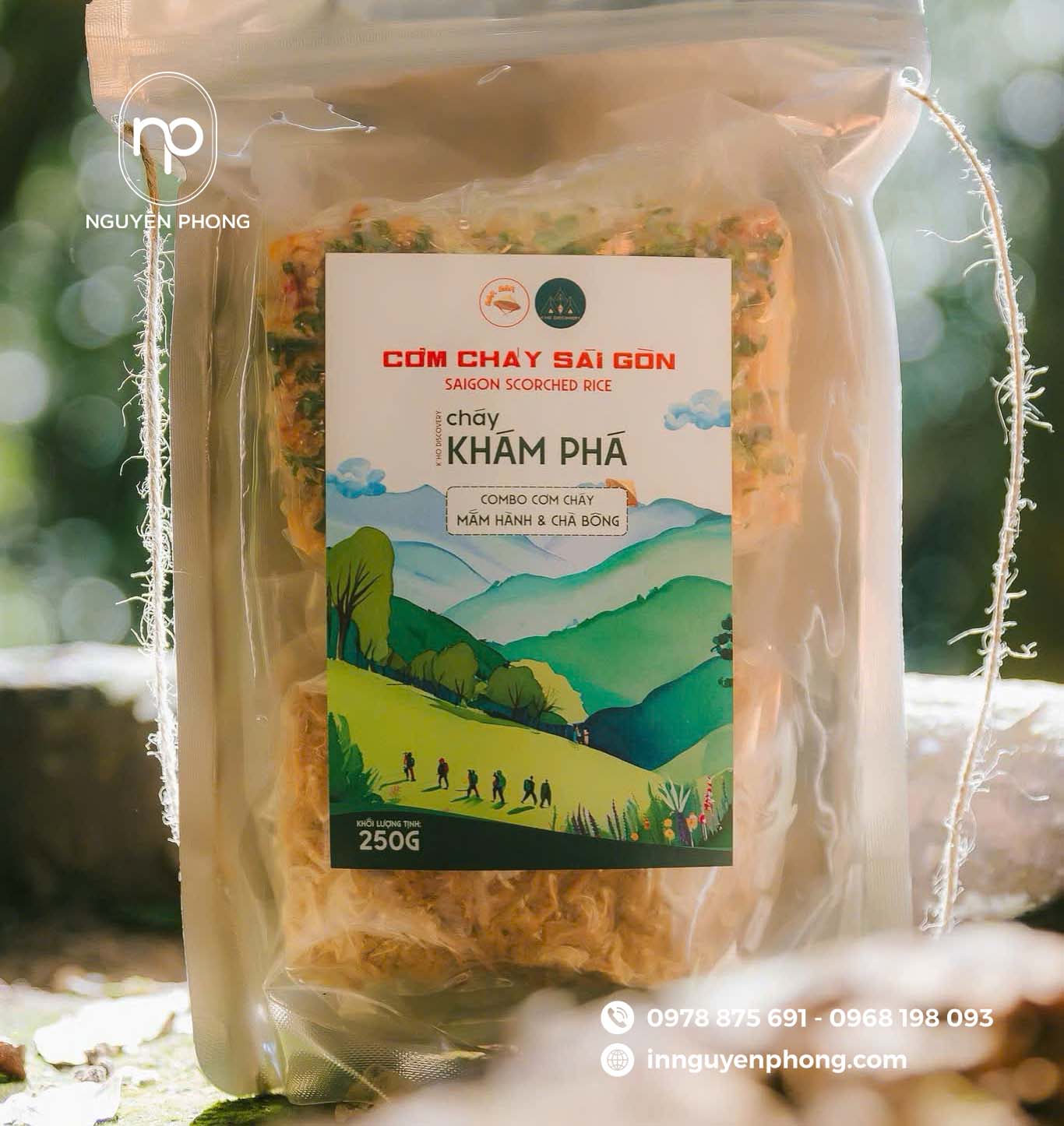 Mẫu tem nhãn thực phẩm cơm cháy 